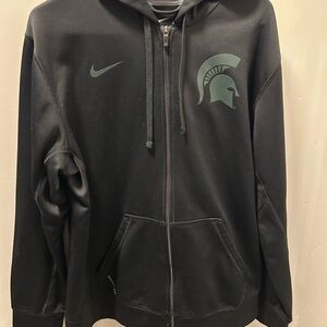 Nike Black Men's Jacket with Green Logo